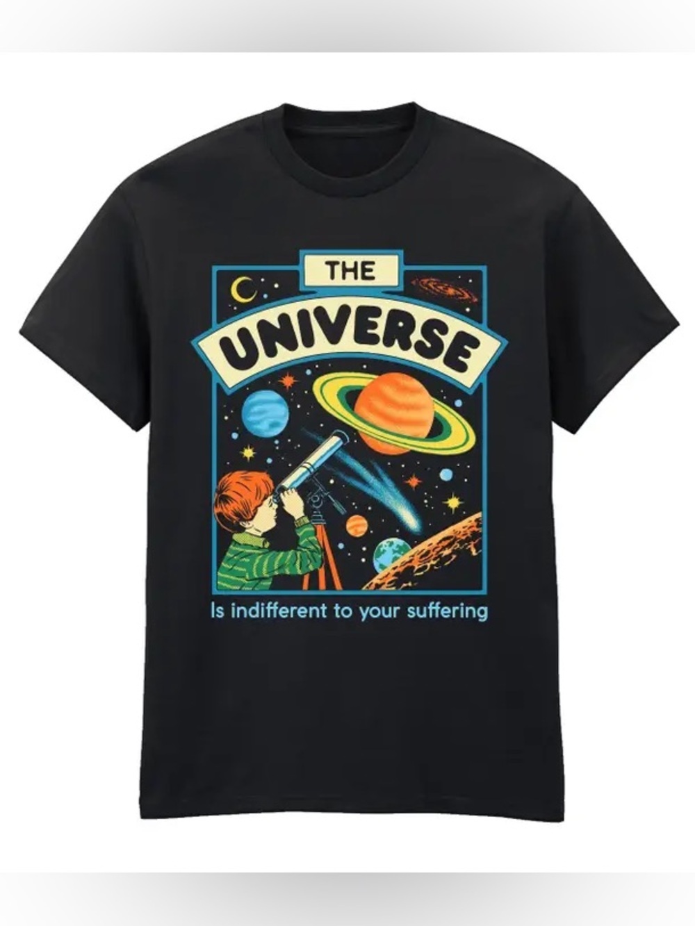 Unisex Steven Rhodes 'The Universe' Graphic Tee in Black Size L